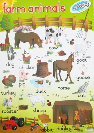 farm animals poster wall chart