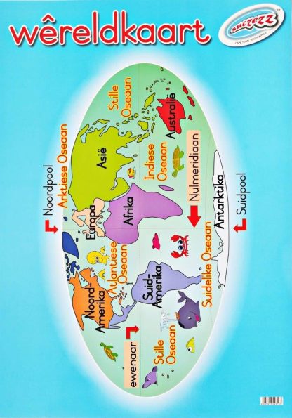 wereld wêreld kaart plakkaat