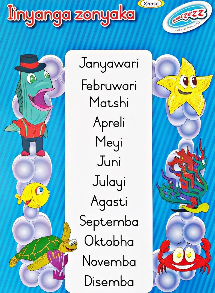 xhosa months of the year poster wall chart