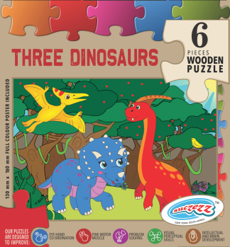 6pc 3 dinosaurs puzzle